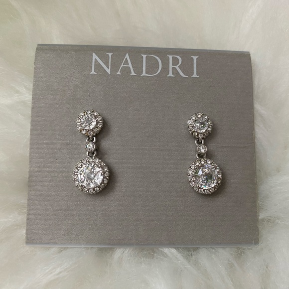 Nadri Jewelry - NWT Nadri Diamond Drop Earrings - Silver with Post